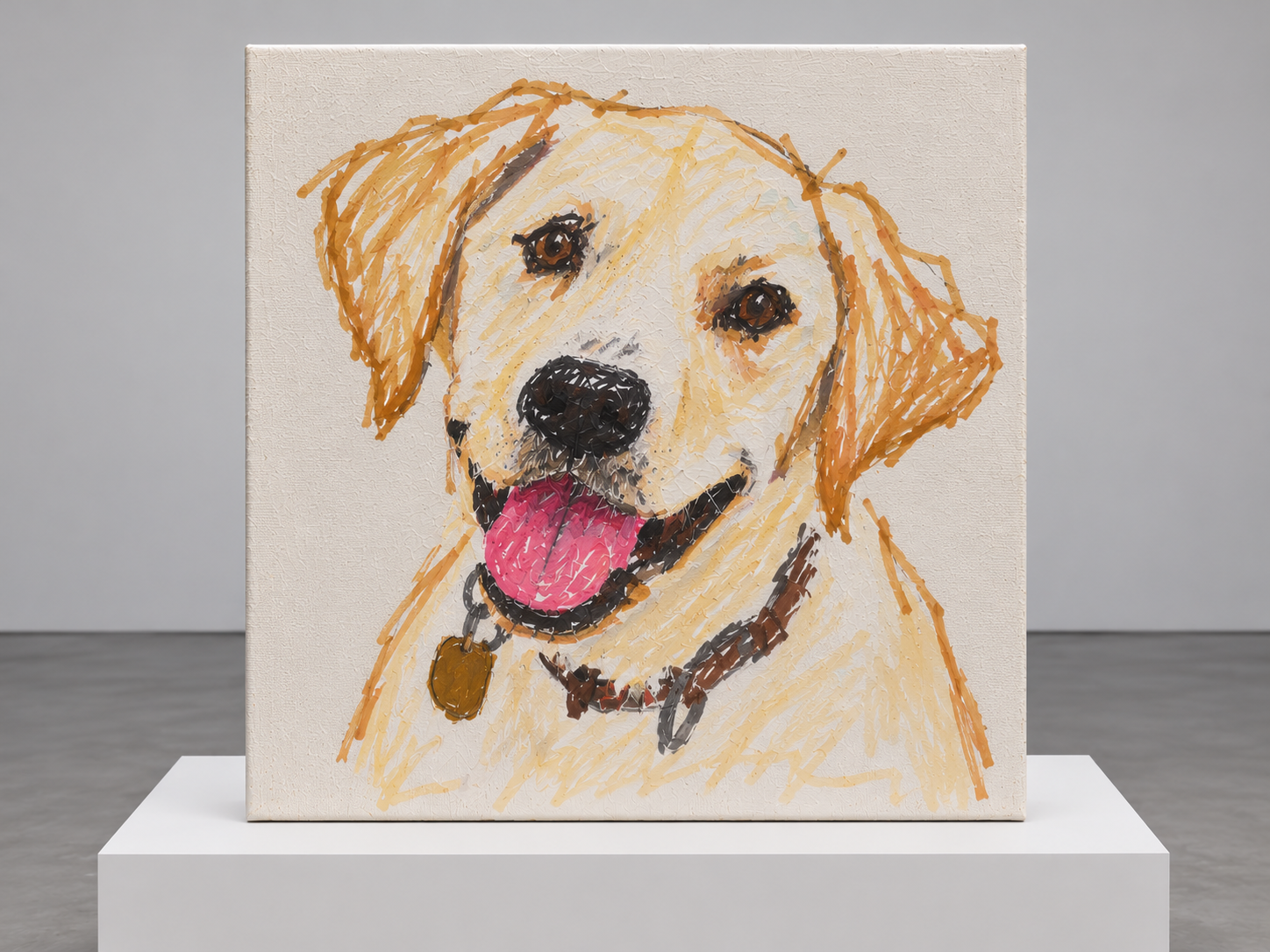 An art piece of a dog simply titled 